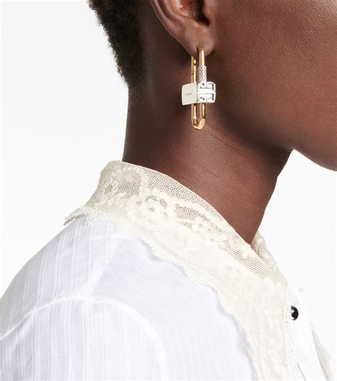 givenchy safety pin earrings|Lock asymmetric earrings in gold .